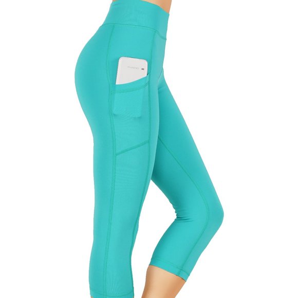 Pants - Yoga capri leggings with pockets and mesh